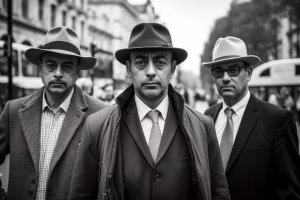 italian mafia symbolism three men trench coats hats street 466739 11152